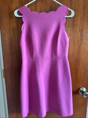 LOFT Pink Scalloped Neck Mini Dress